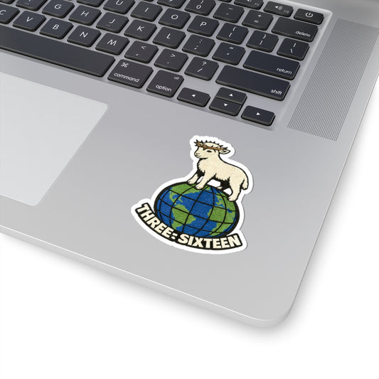 Three-Sixteen Lamb on Globe Sticker — Christian Faith Sticker for Laptops, Bibles & Journals